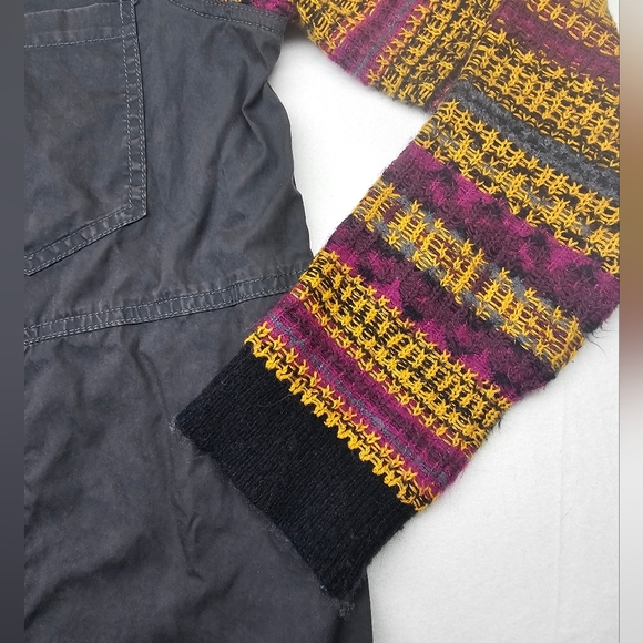 We The Free Long Sleeve Button Up Shirt Purple Yellow Crochet Sleeves Size Large - Picture 8 of 8